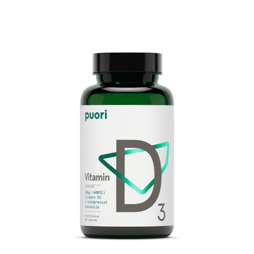 Naturligt udvundet Vitamin D (400IE) D3 - 60 Kapsler - Puori 