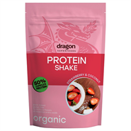 Protein shake jordbær og kokos Økologisk - 450 Gram - Dragon Superfoods