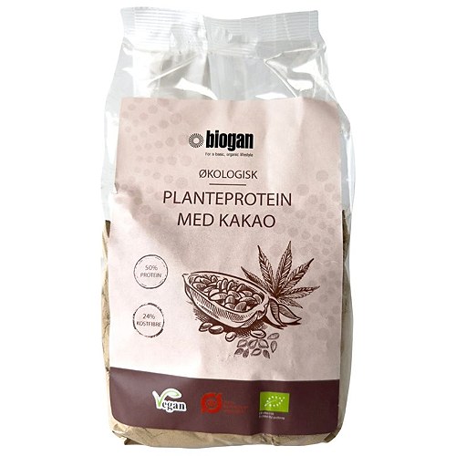 Planteprotein med kakao vegansk Økologisk - 450 gram - Biogan - DISCOUNT PRIS