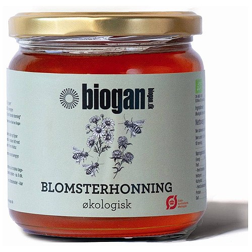 Blomster honning flydende Økologisk - 500 gr - Biogan - DISCOUNT PRIS