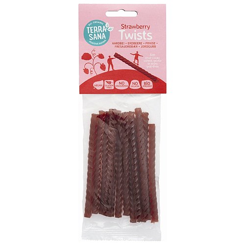 Frugtstænger twist jordbær 12 stk vegansk glutenfri Økologisk - 75 gram - Terrasana
