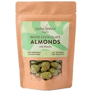 Mandler m. hvid chokolade & matcha Økologisk - 100 g - Guru Snack