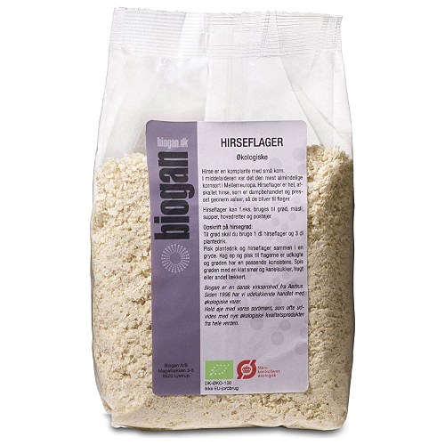 Hirseflager Økologisk - 500 gr - Biogan - DISCOUNT PRIS