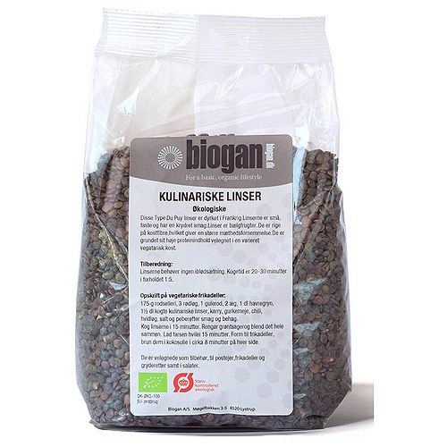 Kulinariske linser Type Du Puy Økologisk- 750 gr - Biogan 