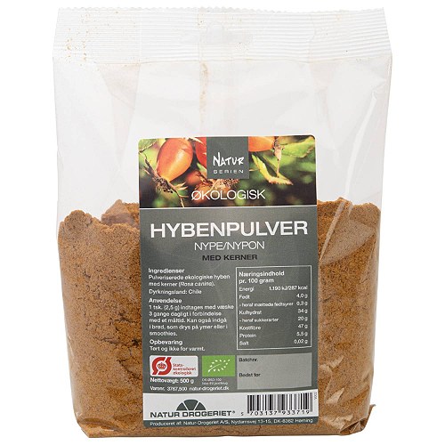 Hyben pulver, fin m. frø Økologisk - 500 gr - Natur Drogeriet
