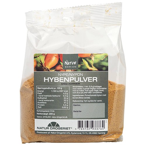 Hyben pulver, fint med frø - 200 gr - Natur Drogeriet
