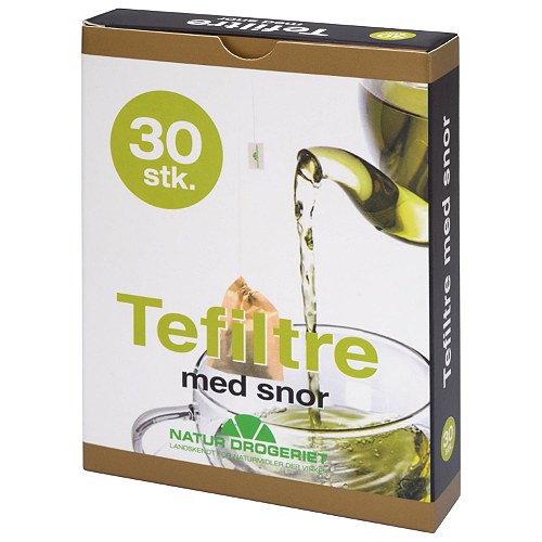 Tefiltre med snor  Engangsfilter, ubleget - 30 styk - Natur Drogeriet