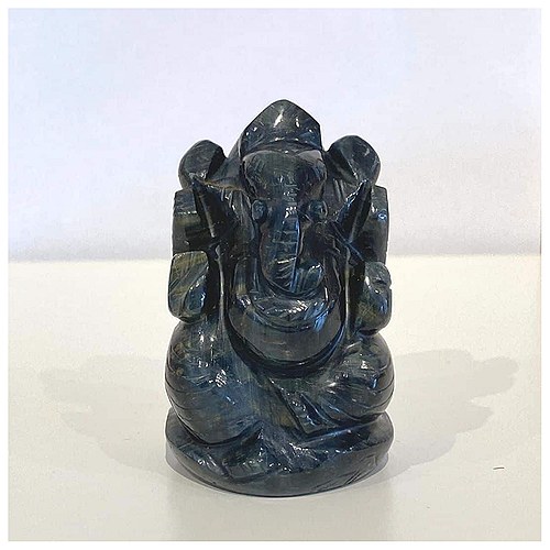 Ganesha Statue Blå Tigerøje - ca. 6 cm - 108 Blessings