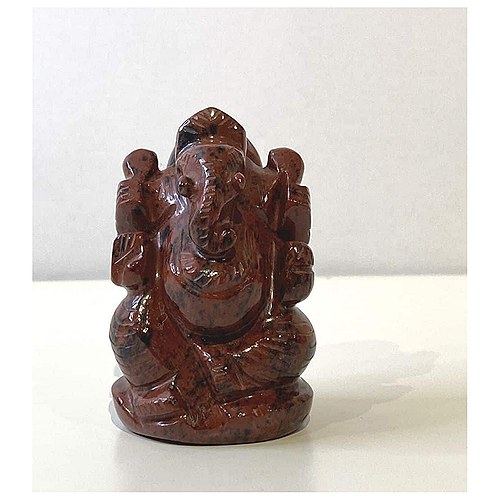 Ganesha Statue Mahogni Obsidian - 1 stk - 108 Blessings