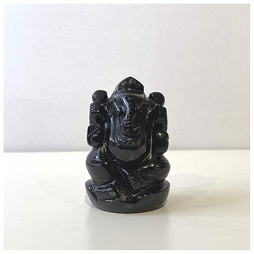 Ganesha Statue Sort Obsidian - 1 stk - 108 Blessings