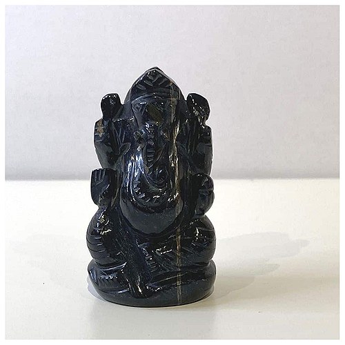 Ganesha Statue Sort Agat - 1 stk - 108 Blessings