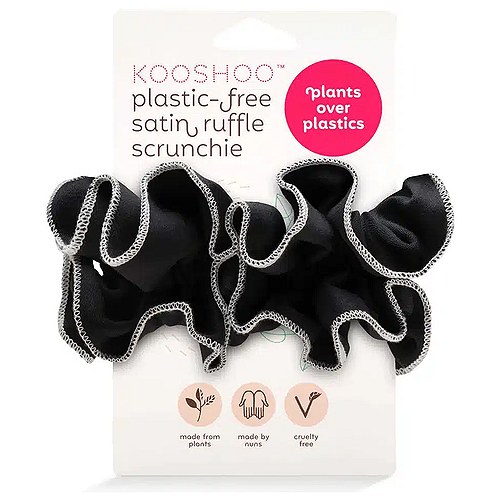 Hår Scrunchie Satin Sort Økologisk - 2 stk - Kooshoo