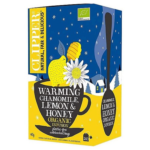 Warming Chamomile Lemon & Honey Te Økologisk - 20 breve - Clipper