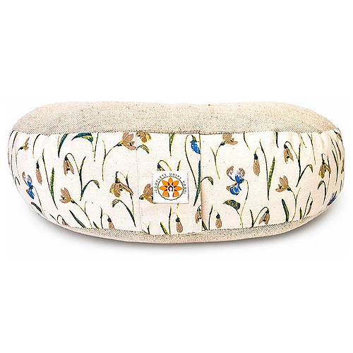 Meditationspude Halvmåne med Blomster og Boghvedefyld - 44 x 25 x 15 cm - Complete Unity Yoga