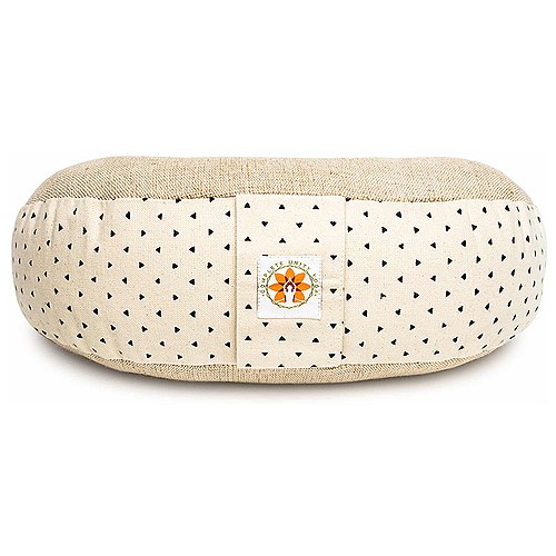 Meditationspude Halvmåne Natural Print med Boghvedefyld - 44 x 25 x 15 cm - Complete Unity Yoga