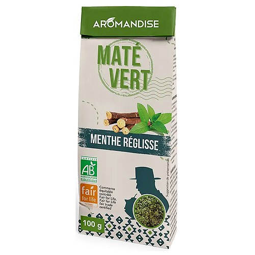 Maté Vild Grøn med Mynte & Lakrids Løsvægt Økologisk - 100 gram - Aromandise