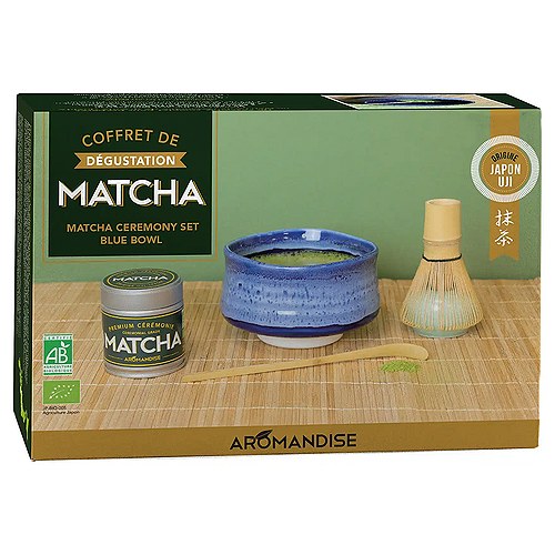 Matcha Ceremoni-sæt med skål, ske, holder og piskeris Økologisk - inkl. 30 gram matcha - Aromandise