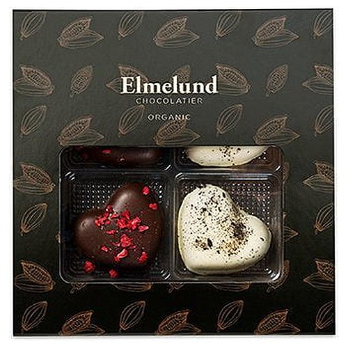 Gaveæske med Marcipanhjerter 2 Varianter Økologisk - 75 gram - Elmelund
