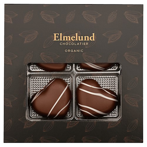 Gaveæske med Marcipanhjerter i Mørk Chokolade Økologisk - 75 gram - Økoladen