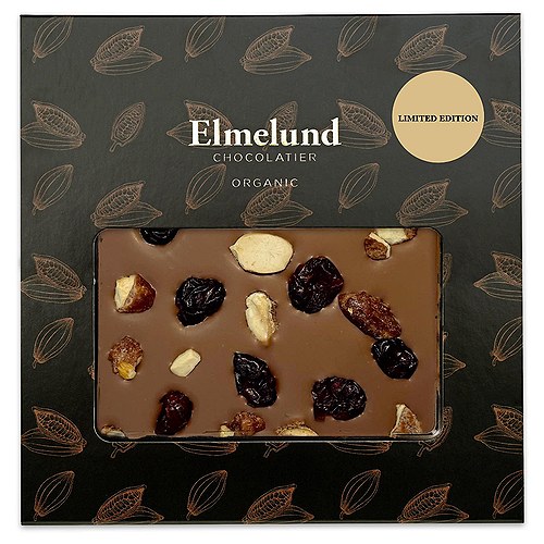 Mælkechokolade med Brændte Mandler og Tranebær Økologisk Limited Edition - 80 gram - Elmelund