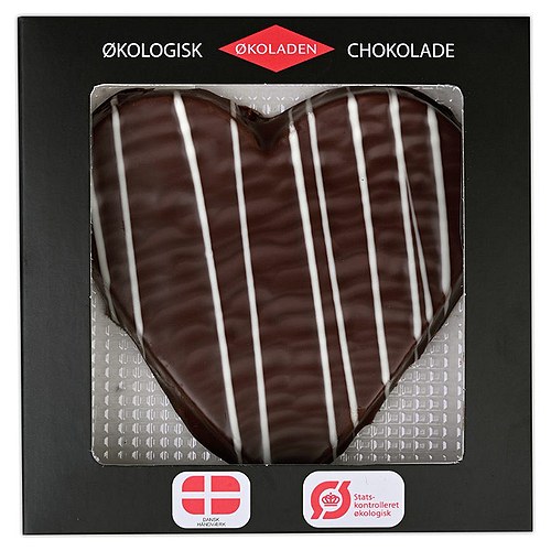 Marcipanhjerte med Mørk Chokolade 72% Økologisk - 40 gram - Økoladen