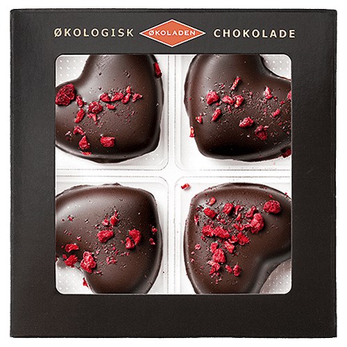 Marcipanhjerte med Hindbær 4 stk Økologisk - 75 gram - Økoladen