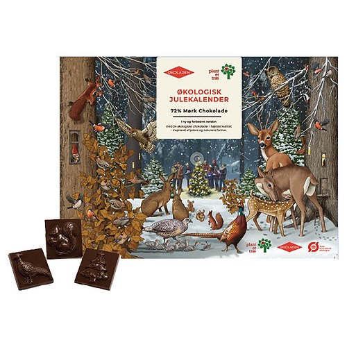 Julekalender Mørk Chokolade, Økologisk,  Plant et Træ - 120 Gram - Økoladen 