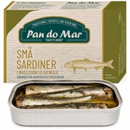 Små sardiner i Økologisk olivenolie, fanget bæredygtig Spanien - 120 gram - Pan do Mar