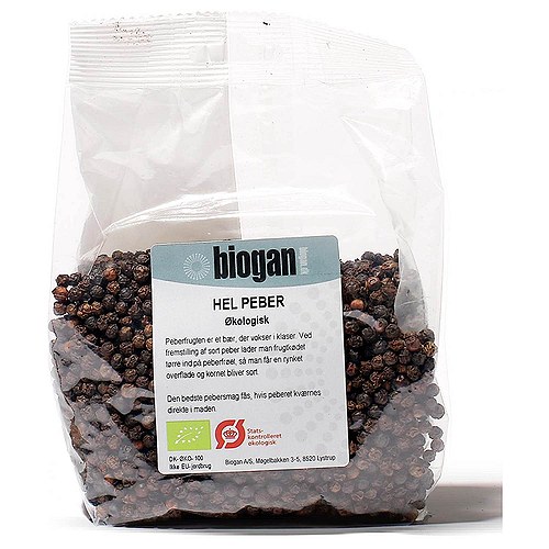 Peber sort hel Økologisk- 250 gr - Biogan - DISCOUNT PRIS