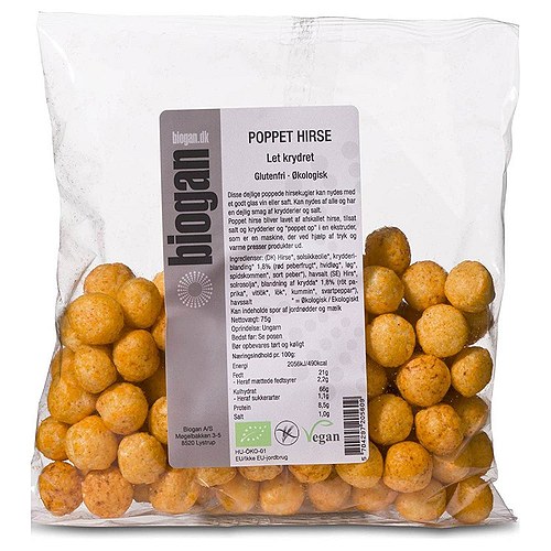 Poppet hirsekugler Let krydret Økologisk, Glutenfri - 75 gram - DISCOUNT PRIS