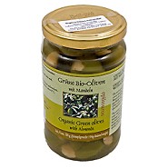 Oliven Grønne m.mandler Græsk Økologisk- 320 gr