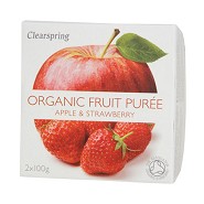 Frugtpuré Æble/jordbær Økologisk- 200 gram - Clearspring