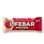 LifeBar Raspberry Proteinbar RAW Økologisk - 47 gram -  Lifefood