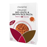 Røde linser & brune ris fusilli   Økologisk  - 250 gram - Clearspring