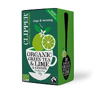Grøn Te m. Lime & Ingefær Økologisk Clipper - 40 gram - Clipper