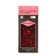 Chokolade mørk hindbær 72% Økologisk - 75 gram - Økoladen