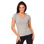 T-Shirt Dame V-hals lysegrå - Medium - Boody