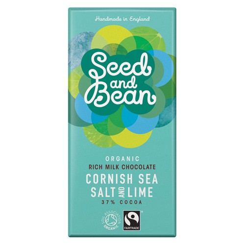 Mælke Chokolade 37 % Cornish Sea Salt & Lime - 75 gram - Seed & Bean