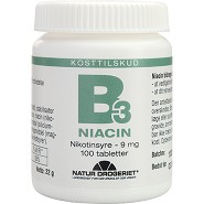 B3 Niacin Nikotinsyre 9 mg - 100 tabletter - Natur-Drogeriet