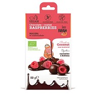 Hindbær med chokoladeovertræk Økologisk - 50 gram -  Super Fudgio
