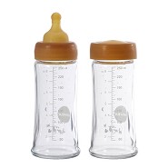 HEVEA Baby Glas sutteflaske Wide Neck 2-pak -250ml - 1 pakke
