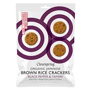 Rice Cracker Black Pepper & Tamari Økologisk  - 40 gram - Clearspring 