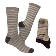 Strømper beigestribet + mørkebrun Alpaka - str. 43/46 2-par - Clemente