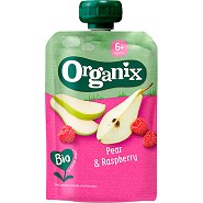 Organix frugtpure m pære & hindbær 6 mdr   Økologisk  - 100 gram
