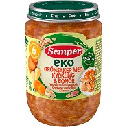 EKO Grøntsager med kylling & bønner Økologisk - 190 gram - Semper EKO