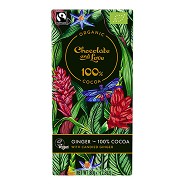 Chokolade 100% kakao med kandiseret ingefær   Økologisk  - 80 gram