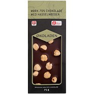 Mørk 70 % chokolade med hasselnødder Økologisk  - 75 gram - Økoladen