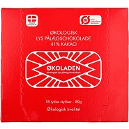 Lys pålægschokolade 41 % 18 stk   Økologisk  - 80 gram - Økoladen