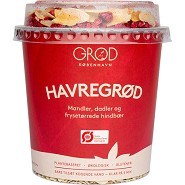 Havregrød m. mandler, frysetørrede hindbær Økologisk & dadler - 68 gram - GRØD 