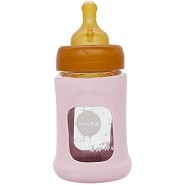 Baby glasflaske, wide Neck m. Sleeve 150ml  Powder Pink - 1 styk